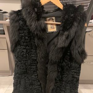 Rabbit fur hooded vest